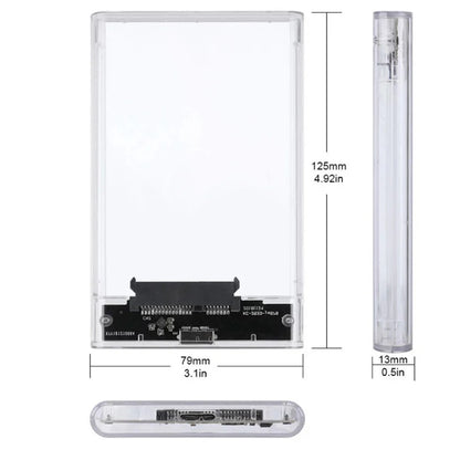 USB 3.0 2.5 Inch HDD Enclosure - SATA SSD Hard Drive Case with 5Gbps Transfer Speed, External Housing with Cable