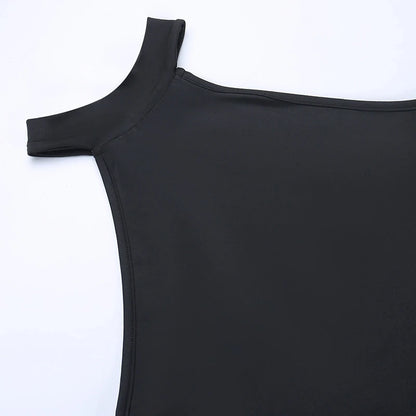 Gothic Dark Cosplay Dress – High Split Y2K Bandage Halter Slim Midi Black Grunge Partywear