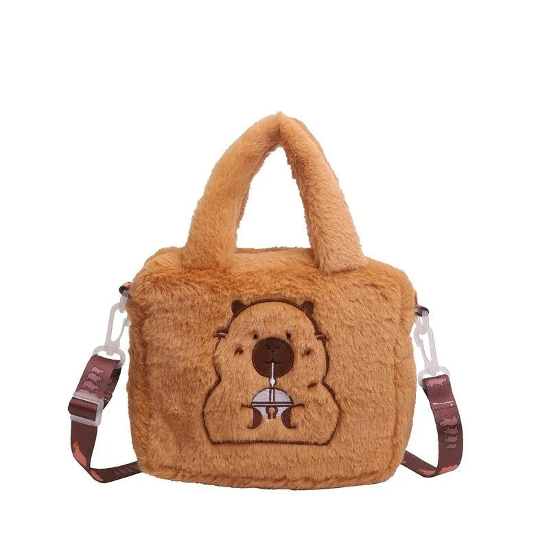 Cartoon Plush Crossbody Bag - Cute Kapybara Plush Doll Handbag, Anime Peripheral, Children's Coin Bag