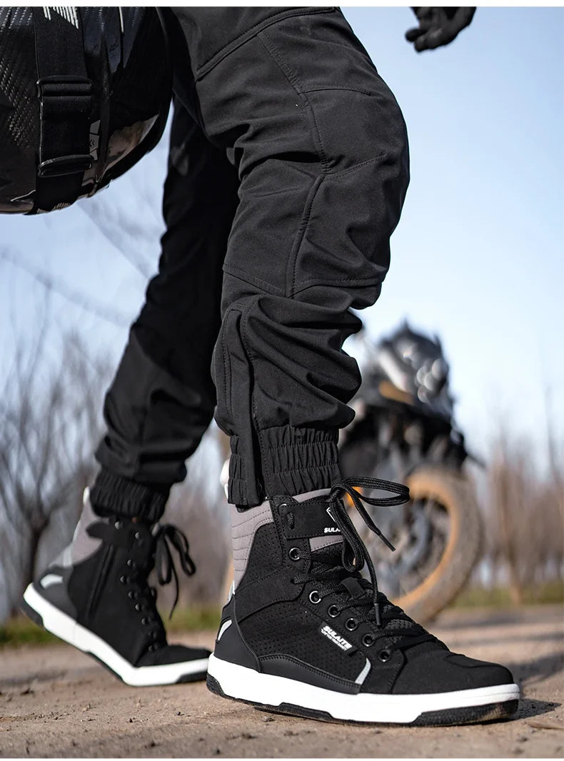 Motorcycle Riding Shoes - Breathable High-Cut, Anti-Fall, Anti-Slip Knight Boots, Parkour Shoes, All-Season Casual Motorcycle Boots