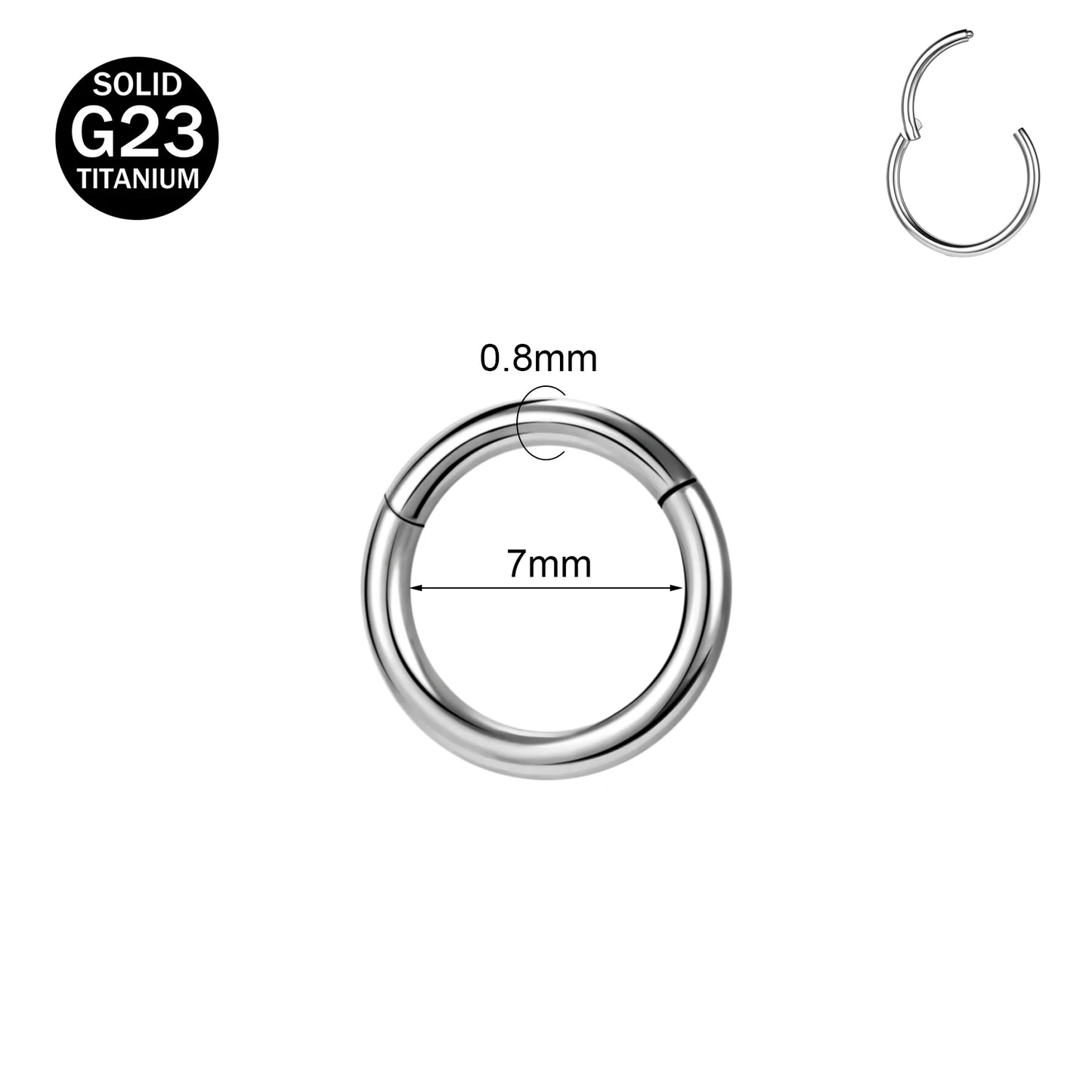 ZS G23 Titanium Steel Nose Ring – Round Septum & Cartilage Piercing Jewelry for Men & Women (20G/18G/16G, 6–14mm)