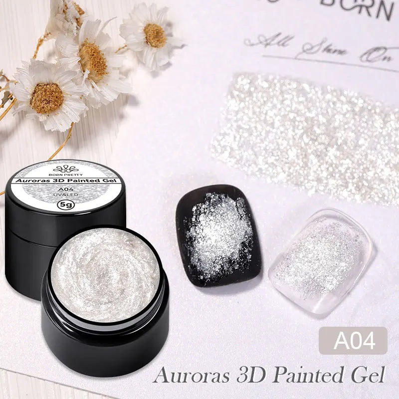 BORN PRETTY 5ML Super Silver Metallic Gel Nail Polish - Mirror Chrome Effect, Semi-Permanent Metal Painting Gel for DIY Nails