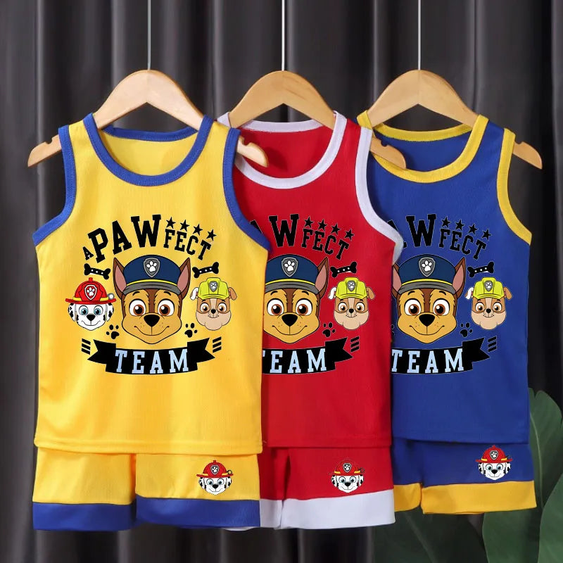 PAW Patrol Kids Basketball Outfit Set - Breathable Mesh Vest & Shorts 2-Piece Summer Clothes