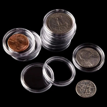 Coin Capsules Storage Box - Clear Plastic Holders for 21/23/25/30/32/38/40/45mm Coins
