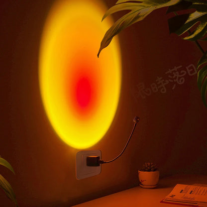 Sunset Projection Lamp USB Rainbow Night Light: Atmospheric Sunset for Photography & Live Wall Decoration - Perfect for Coffee Shops & Selfies