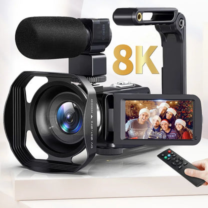8K HD Video Camera – 3-Inch LCD Touch Screen, 18X Digital Zoom, Ultra HD, WIFI Portable Camcorder Recorder