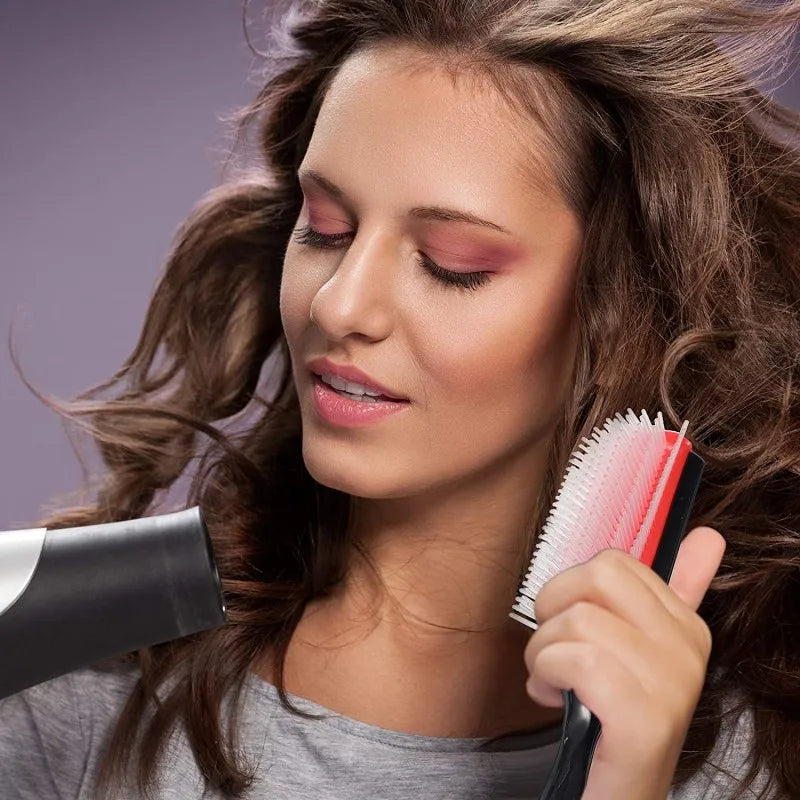 Effortless Detangling: 9-Row Denman Detangling Hair Brush - Scalp Massager Straight Wet Comb for Women, Men, and Salon Use - Perfect for Curly Hair