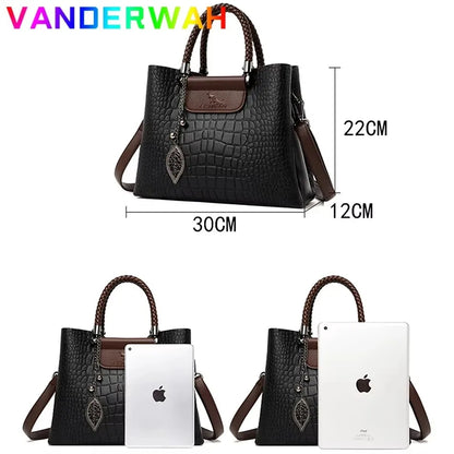 Luxury Women’s Leather Handbag – Large Capacity Shoulder & Crossbody Designer Bag