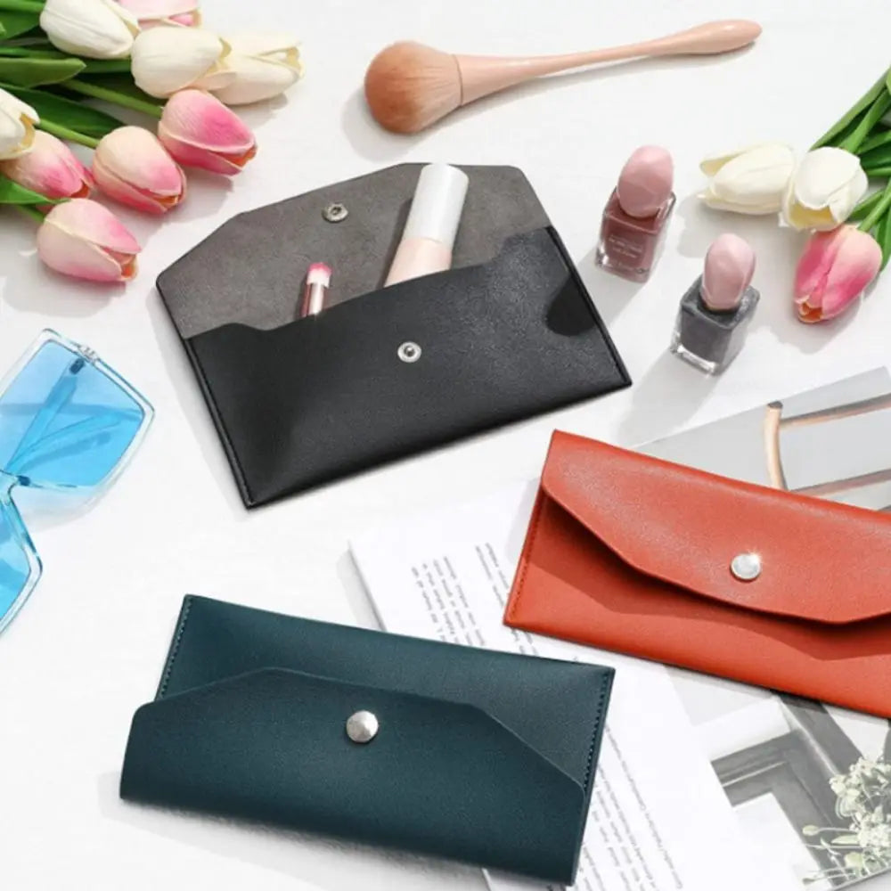 Classic PU Leather Envelope Wallet - Fashionable Women's Cash Wallet and Name Card Holder, Perfect Gift Option