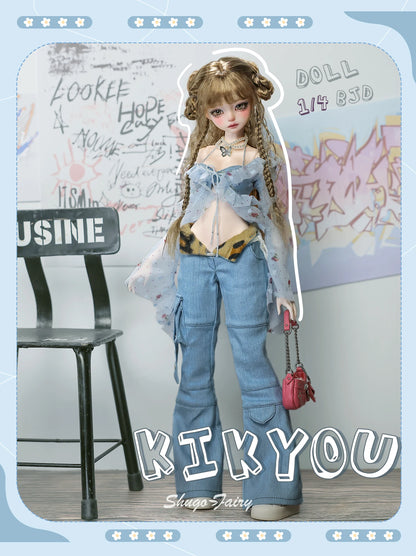Shugafairy Kikyou D 1/4 BJD Doll – Fullset Street Girl with Big Chest, Summer Carnival Y2K Style Ball-Jointed Fashion Doll Toy
