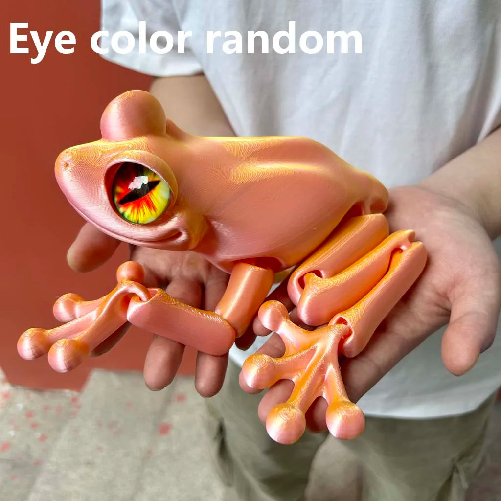 3D Printed Frog Statue - Flexible Fidget Animal Figure for Desk and Home Decor