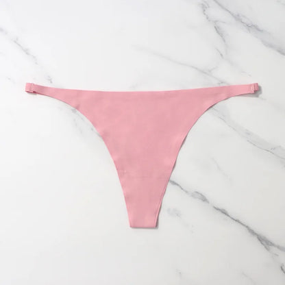 Ice Silk Seamless Thong Panties for Women – Soft Satin Bikini Underwear, Thin Band Tangas Mujer