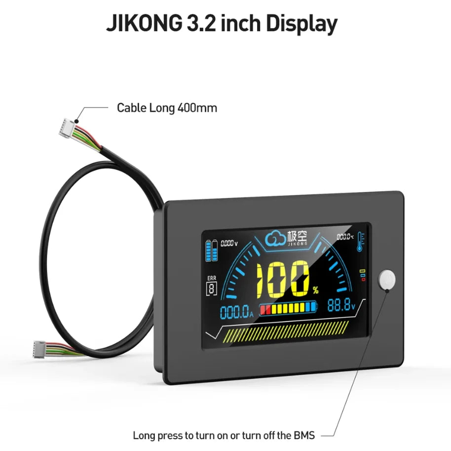 JIKONG BMS 3.2-Inch LCD Display - Intelligent Battery Level Monitor for JK BMS Systems