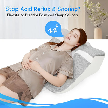 Bed Wedge Pillow for Sleeping — Ergonomic Support for Acid Reflux, Reading, and Prone Position, Ideal for Couples