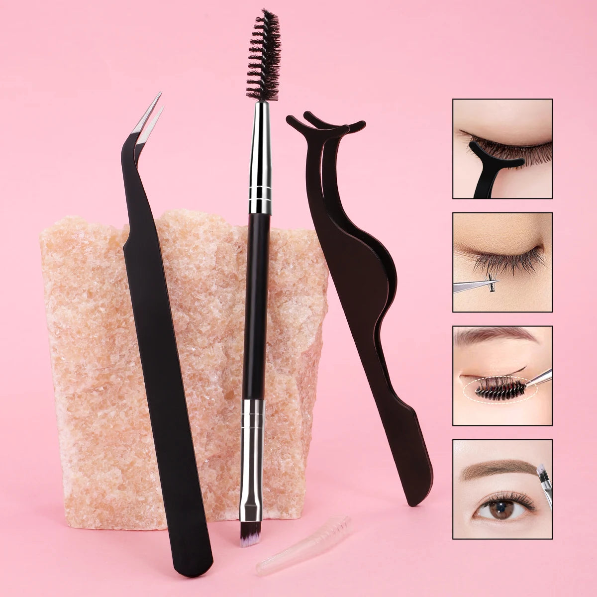 3PCS Eyelash Tool Set with Storage Box – Lash Applicator, Comb & Brush Kit for Eyelash Extension and Grooming