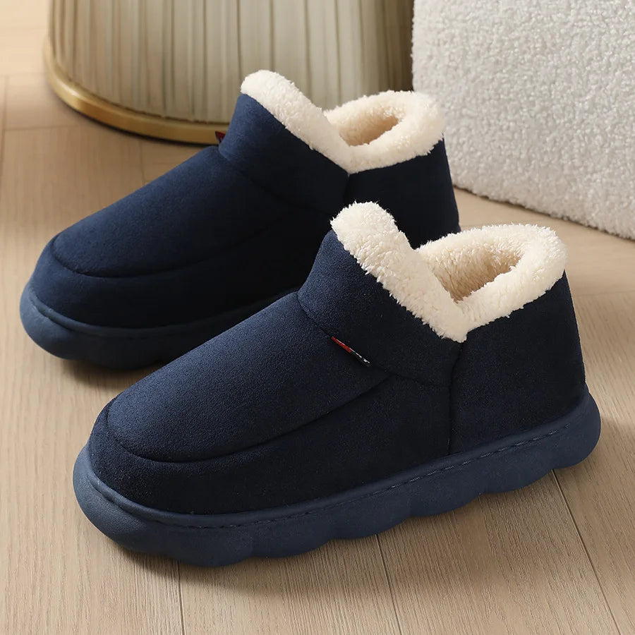 Smile PoP Winter Plush Men’s Shoes – Classic Indoor & Outdoor Non-Slip House Slippers for Men & Women, Casual Bedroom Footwear