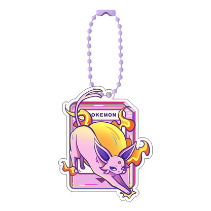 Pokémon Acrylic Keychain Set — Eevee, Pikachu, Gengar & Charizard Cartoon Pendant for Anime, Game Collection & Gift Toys