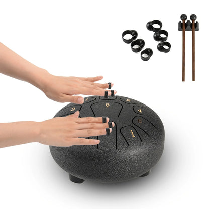 Miwayer 6" Steel Tongue Drum Gift Set – 11-Note Sound Healing Instrument with Tuning Kit for Yoga & Meditation