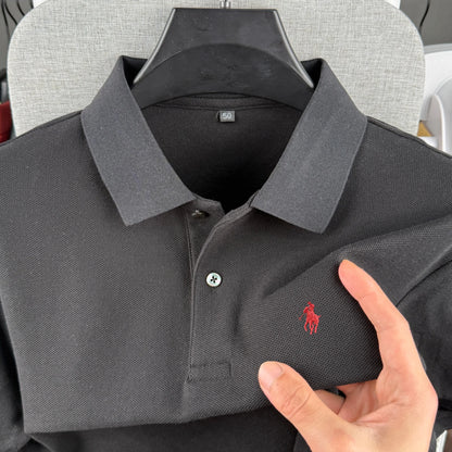 Men’s 100% Cotton Polo Shirt - Luxury Short Sleeve Golf Top with Embroidered Pony Design for Summer Casual Fashion