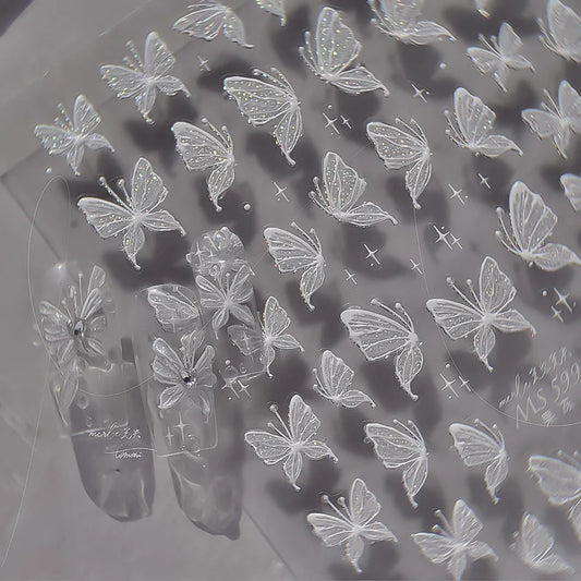 5D Glitter Butterfly Nail Sticker – Kawaii Aurora Nail Art Decal for DIY Manicure & Nail Decorations