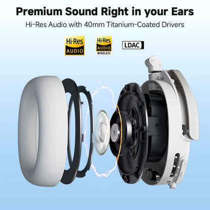Edifier W830NB Wireless Bluetooth 5.4 Headphones | Active Noise Cancelling Hi-Res Over-Ear Headset, LDAC, Foldable, 94H Playtime
