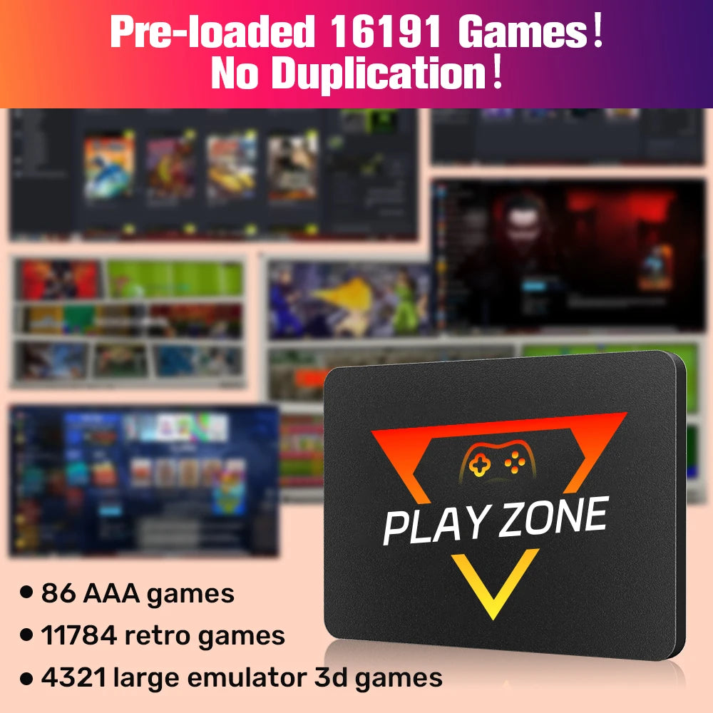 Retro Gaming SSD – 16191 Games for Switch, PS5, Xbox, PS4, PS3, PS2, WiiU, 80+ Emulators, Launchbox, Retrobat, Playnite for PC/Laptop