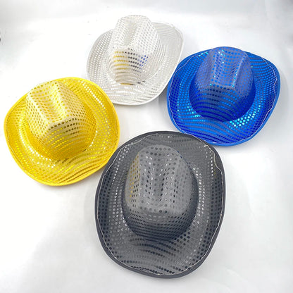LED Glowing Cowgirl Hat - Neon Luminous Bride Hat for Holiday Light Up Supplies and Bachelorette Party