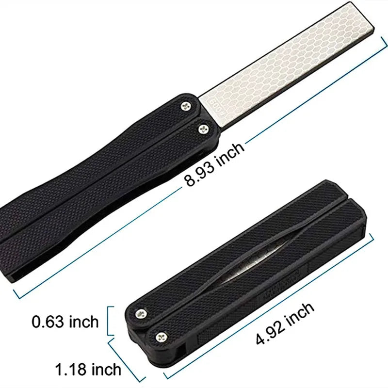 Double-Sided Diamond Knife Sharpener – Foldable Pocket Sharpening Stone for Fast, Professional Kitchen Blade Grinding