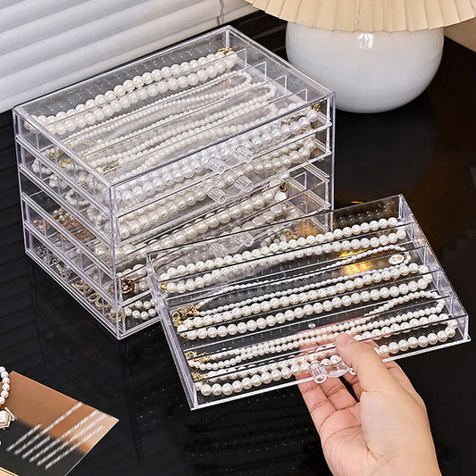 Transparent Necklace Storage Box – Jewelry Tray & Display Cabinet for Women’s Drawers