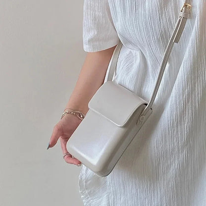 Mini PU Leather Flap Crossbody Bag: Simple Solid Shoulder Purse for Women - Stylish Designer Handbag Ideal for Girls and Ladies