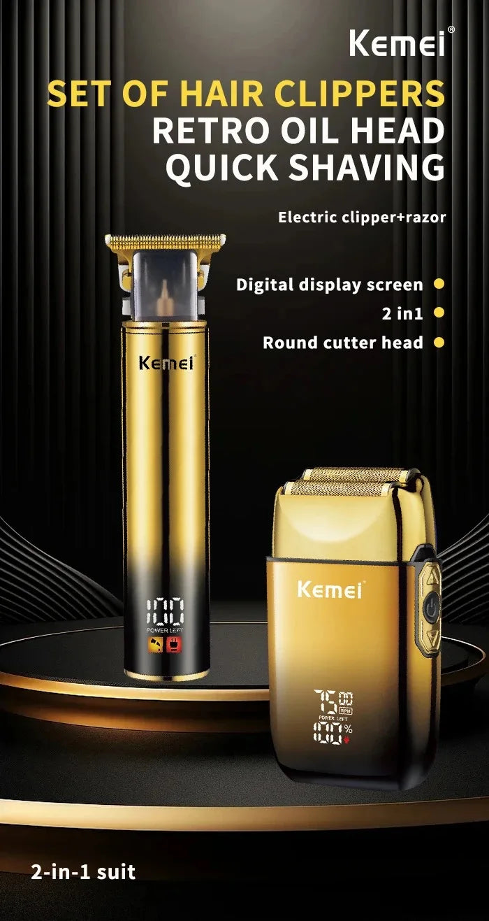 Kemei Hair Trimmer – Electric Razor & Foil Shavers, Professional Beard Trimmer for Men, Grooming Kit & Barber Clippers