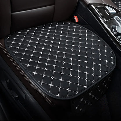 PU Leather Car Seat Cushion - Breathable Embroidered Square Seat Cover for All Seasons