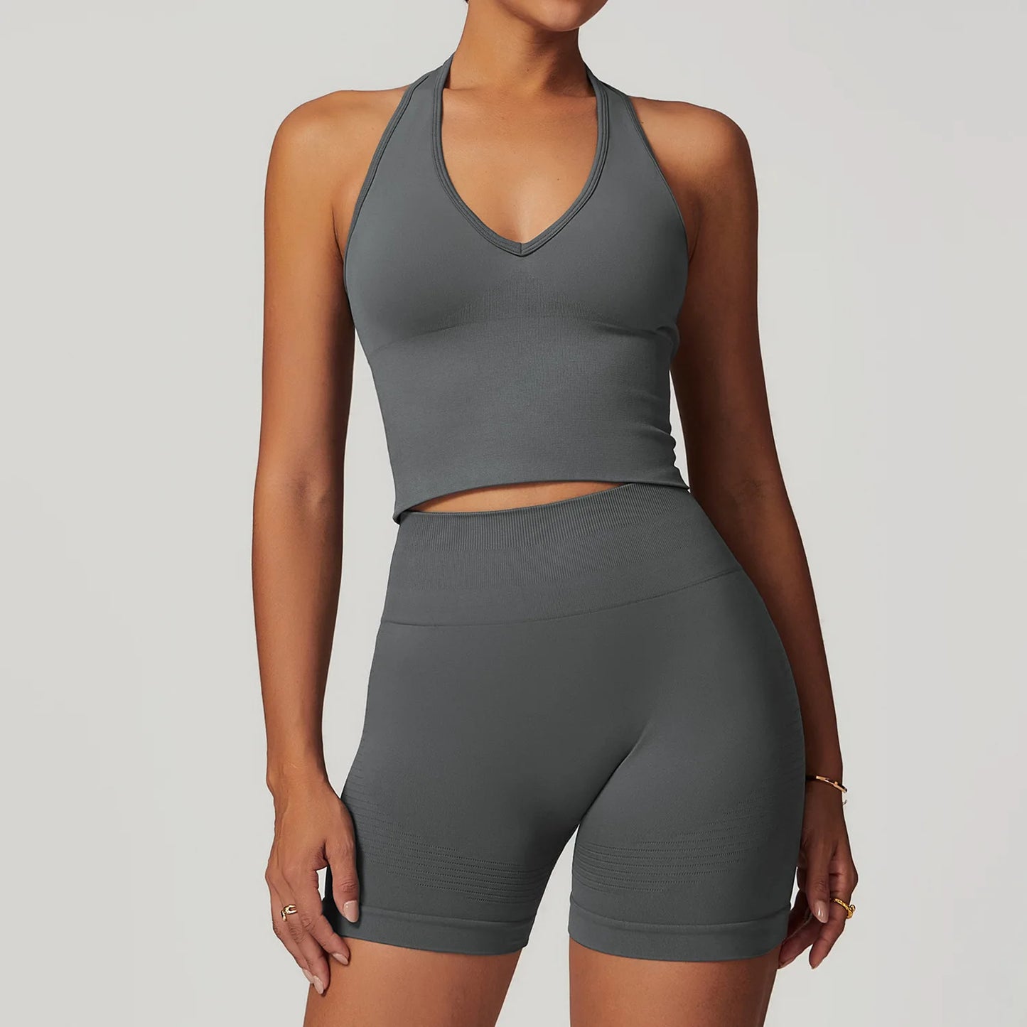 Women’s Seamless 2/3 Piece Yoga Set – Fitness Workout Sportswear with Leggings, Sports Bra & Long Sleeve Gym Outfit