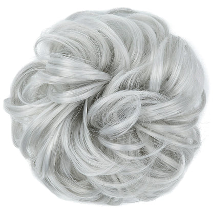Synthetic Messy Hairpiece Chignon Scrunchie – Blonde & Brown Donut Bun for Women, Elastic Daily Use Hair Extension H9