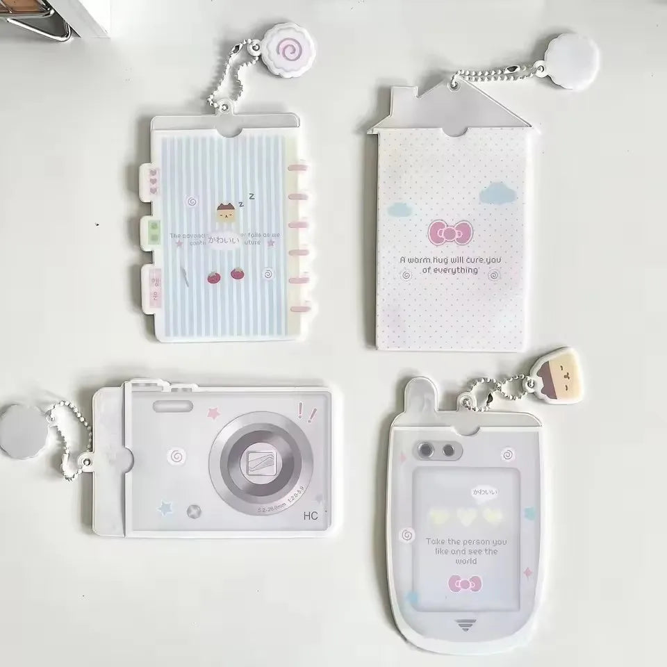 Cartoon Camera Photocard Holder - 3 Inch Idol Photo Storage Binder Case with Keychain for Collectors & Fans
