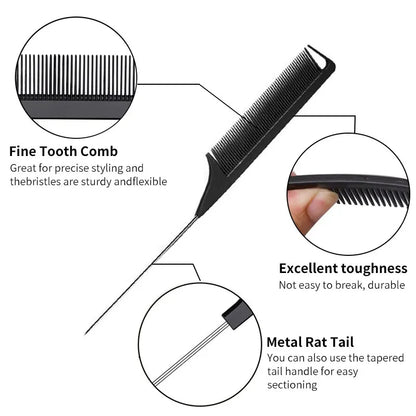 Hair Styling Comb Set - Double-Headed Brush with Special Pointy Tail for Updos, Barber Makeup, Children's Hair - Salon Tools