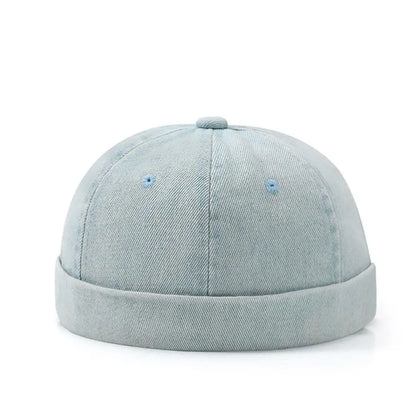 Fashion Denim Docker Cap - Adjustable Brimless Sailor Hat for Men & Women
