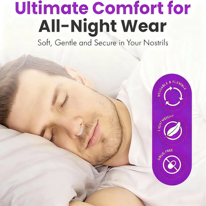 Silicone Anti-Snoring Nose Clip – 3 Sizes Elastic Nasal Dilator for Better Airflow & Comfortable Sleep
