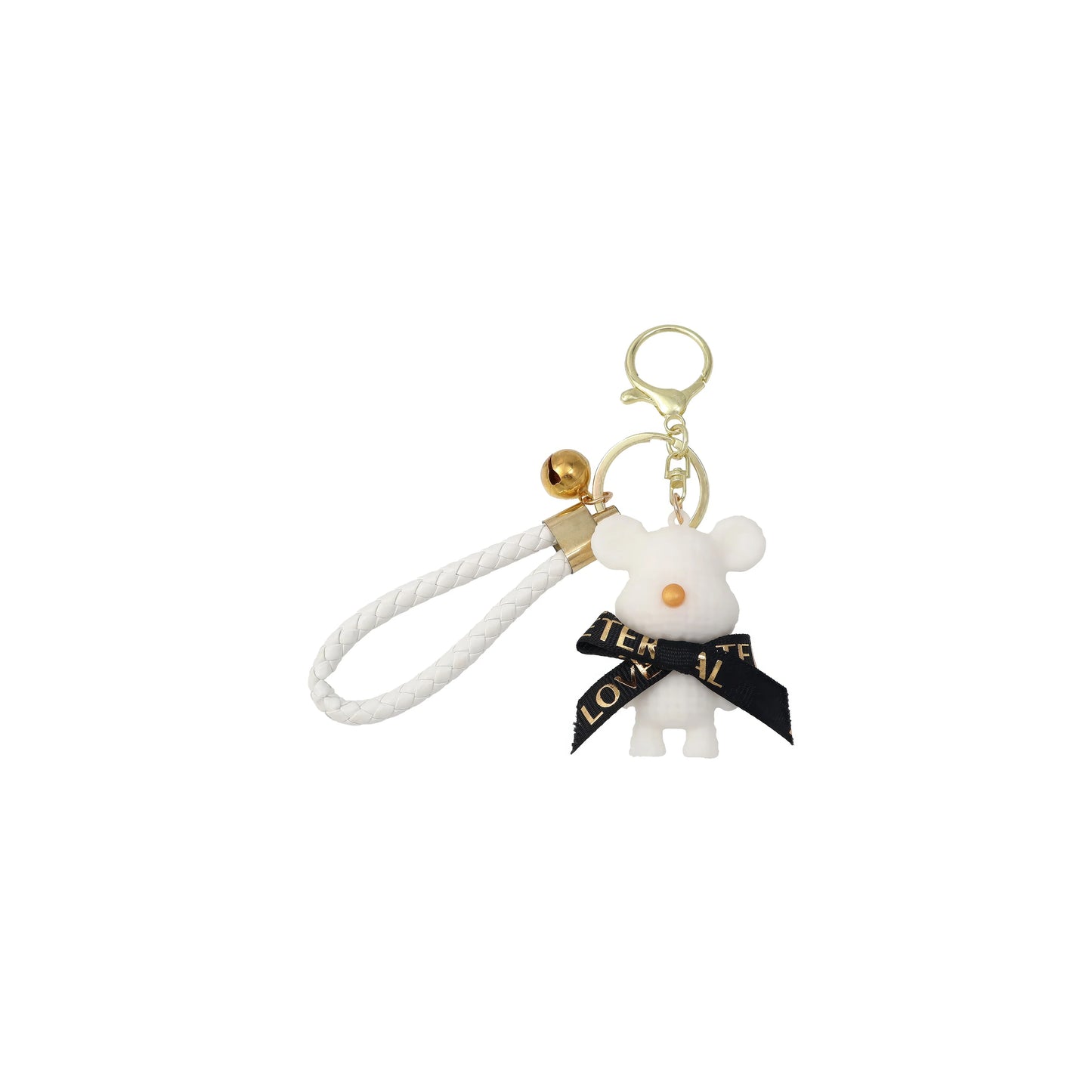 Cute Bear & Rabbit Keychain - Resin Bow Bell Bag Pendant & Car Key Ring Gift for Girls