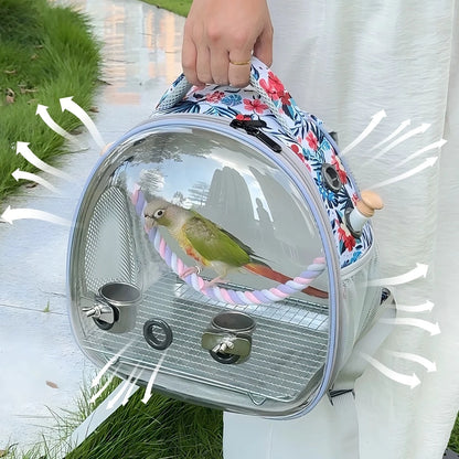 Bird Carrier Travel Backpack - Portable Acrylic Bubble Cage for Parrots and Small Birds, Outdoor Hiking & Travel Pet Bag