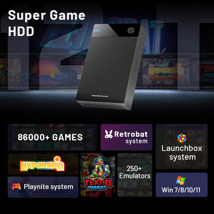 12TB Gaming HDD with 86,000+ Retro Games for PS3/PS2/PS/Wii/WiiU - Hyperspin, Launchbox, Retrobat, Playnite Support