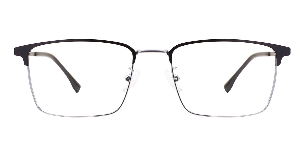 Comfortable Rectangular Men’s Business Glasses – Full Rim Browline Metal Frame for Optical Prescription Lenses