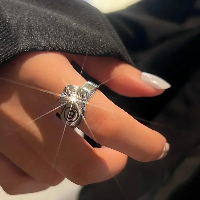 Personalized Girls' Open Ring – Retro Y2K English Letter Jewelry Accessory, 1/2pcs Party Gift