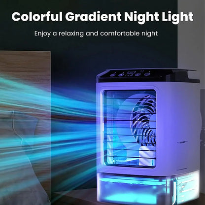 Portable Air Conditioner Fan - Dual Spray Ultrasonic Air Cooler with 3-Speed Quiet Cooling & Night Light