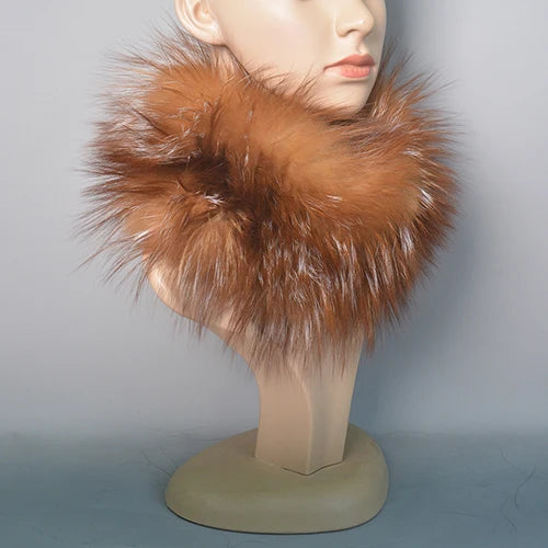 2025 Real Fox Fur Scarf and Headband – Luxury Winter Neck Warmer for Women, 100% Natural Fur, Elastic Ring Muffler