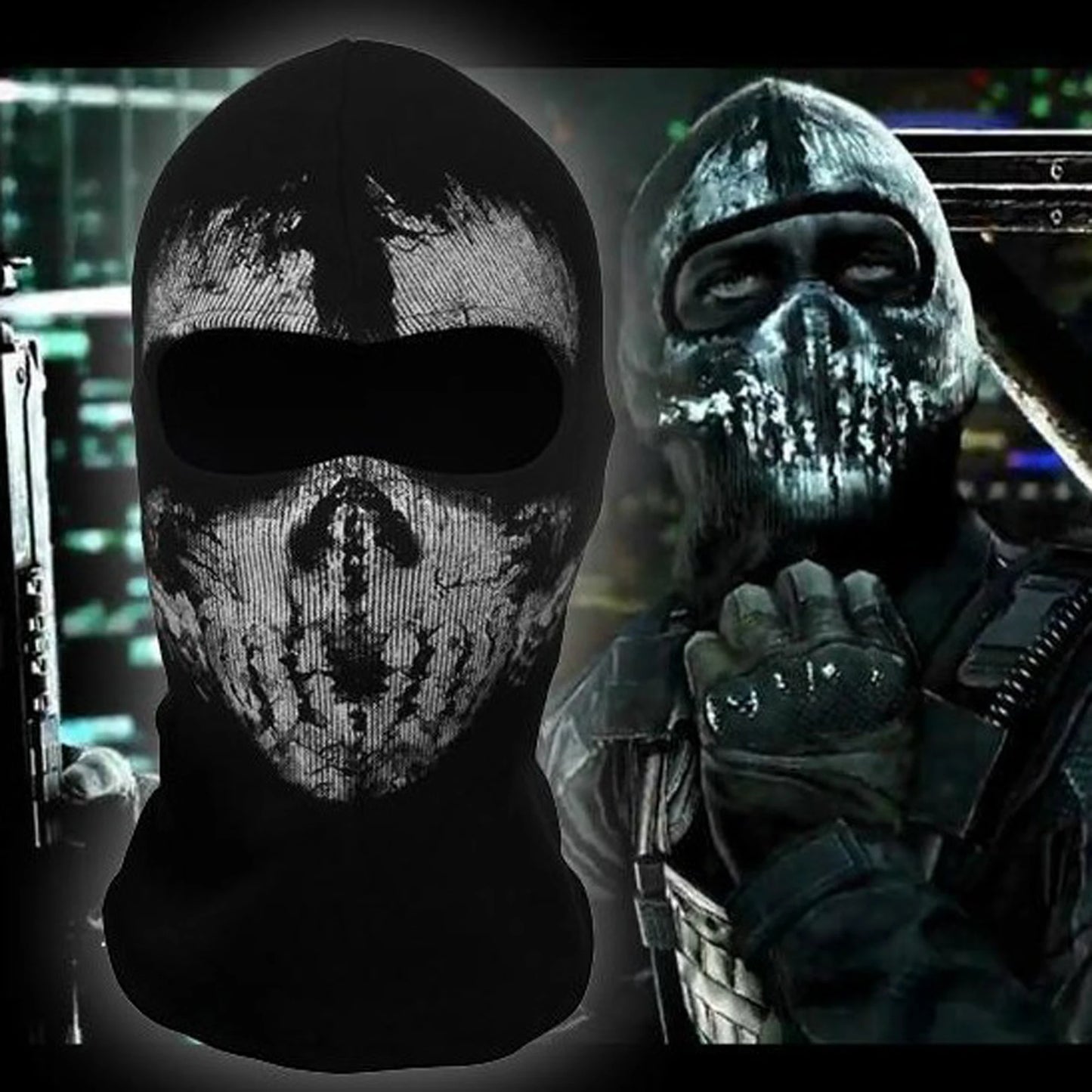 Skull Ghost Motorcycle Mask - Windproof Skeleton Face Cover for Cosplay, Riding & Outdoor Wear