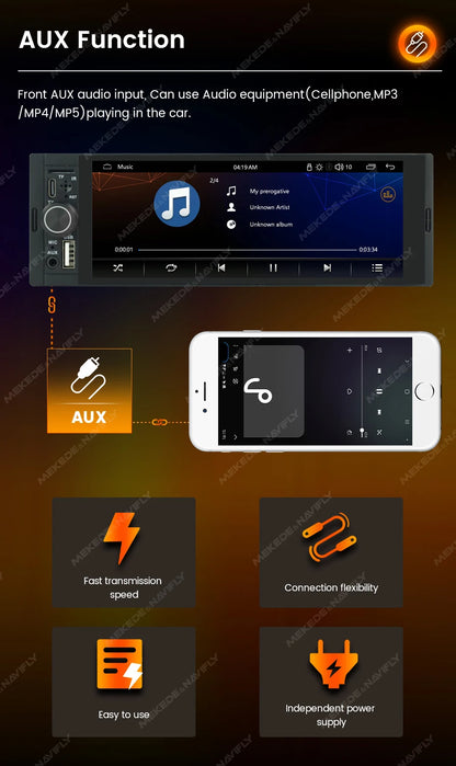 NaviFly 6.86" Universal FM CarPlay Android Auto Car Radio – MP5 Multimedia Player with Camera, No DVD