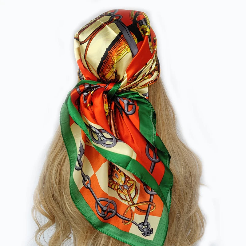 Elevate Your Style: New 90x90cm Fashion Silk Scarf - Versatile Headwrap for Women, Perfect for Every Season - Vintage Hijab Foulard Bandana Headscarf