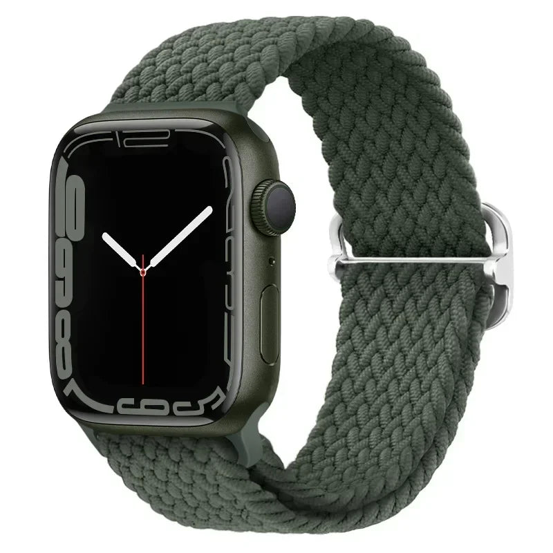 Braided Nylon Apple Watch Band – Adjustable Sport Strap Compatible with Ultra 2, Series 10/9/8/7/6/SE (40–49mm) Wrist Bracelet
