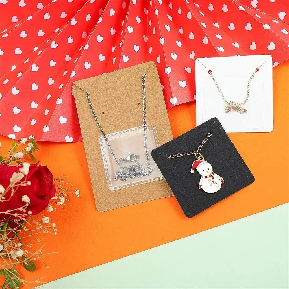 50pcs Clear Self-Adhesive Pouches – Necklace Chain Display Bags, Jewelry Storage & Loose Supply Holder